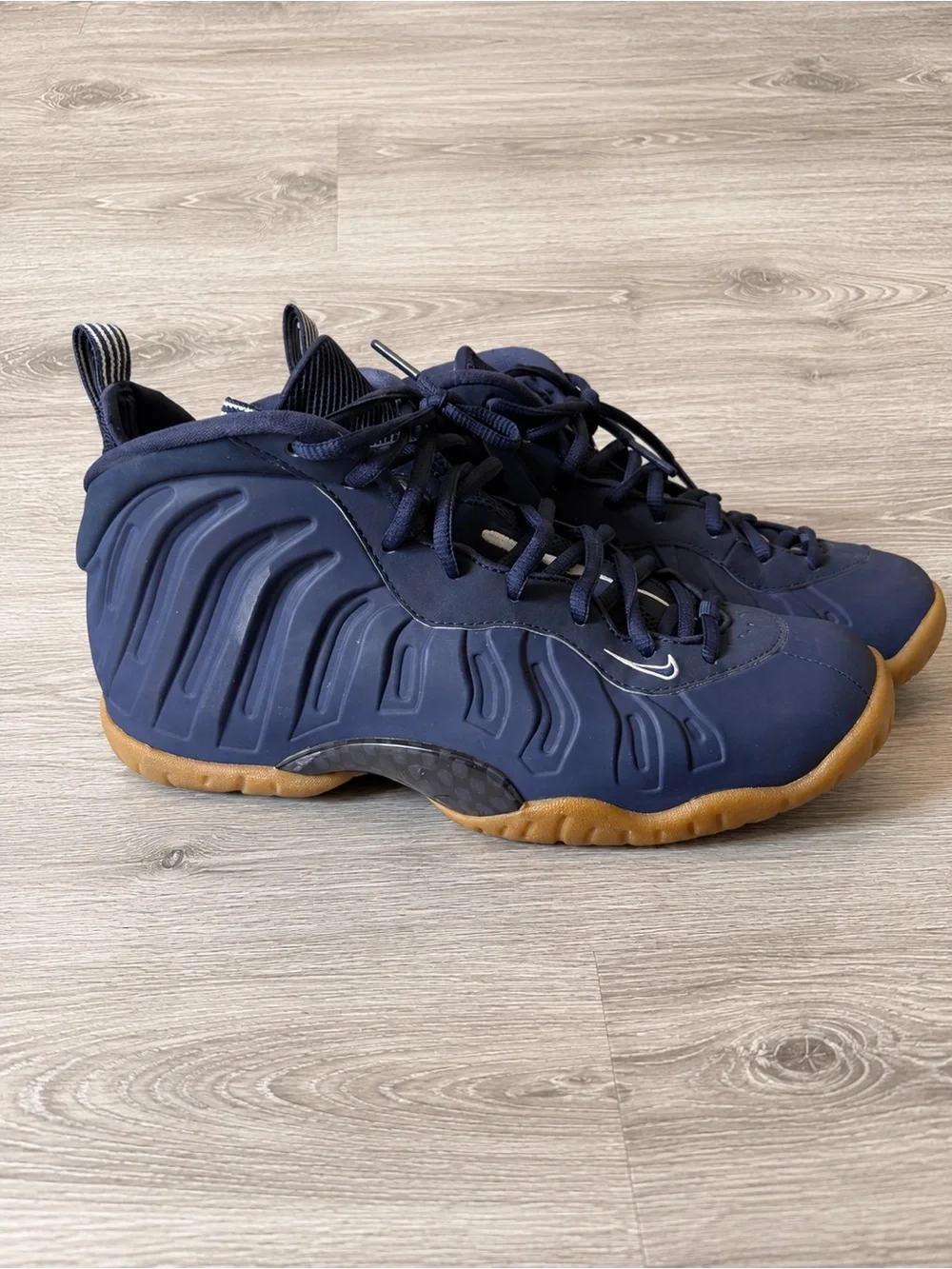 Nike Air Foamposite One Obsidian Gum Navy Blue Sneakers Youth 7Y
